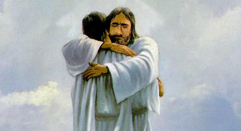Jesus hugging the outcast